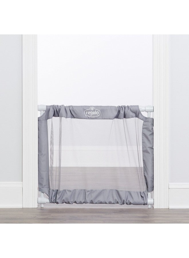 Regalo 50" Extra Wide Gray Expandable Mesh Gate, Pressure Mounted, Includes Rubber Bumpers to Protect Walls - Image 2