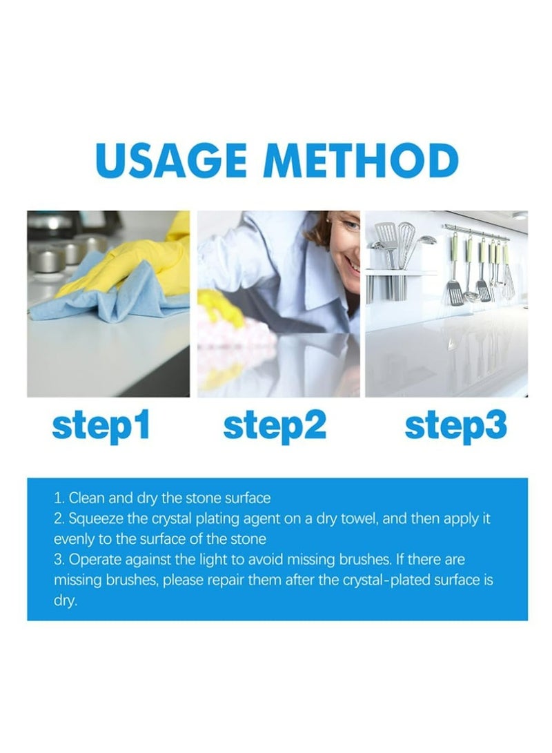 CMGTYYD Stone Crystal Plating Agent - Stain Remover and Cleaner for Marble, Quartz, and Granite Surfaces, Nano Crystal-Plating Brightener for Oil and Stain Removal, Water-Resistant Protective Sealer (1PC) - Image 5