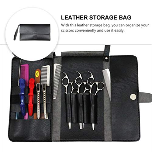 Uonlytech Scissors Holder Pouch Cases Professional Leather Shears Case Leather Barber Salon Scissors Cases for Hair Stylist - Image 2