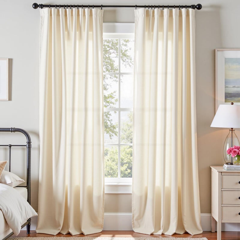 Lazzzy Ivory Velvet Curtains 108 Inch Length Light Filtering Drapes for Living Room Bedroom Thermal Insulate Cream Window Treatments Super Soft Luxury Curtains Back Tab 2 Panels
