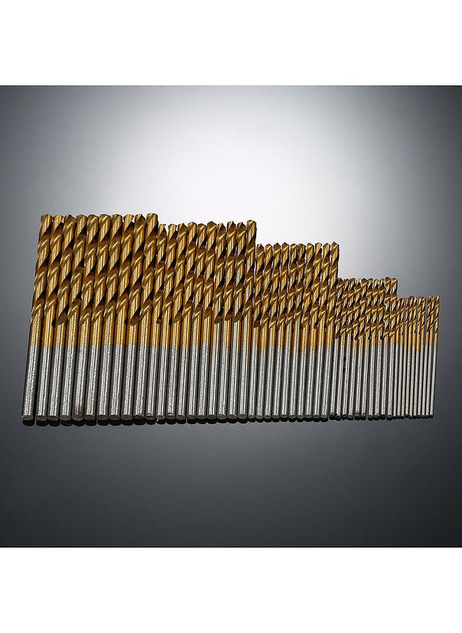 Generic - 50pcs HSS Plating Titanium Twist Drill Bit Set Metric System 1.0-3.0mm High Speed Steel Titanium Coated Twist Drills Bits Woodworking Wood Drilling Tool - Image 1