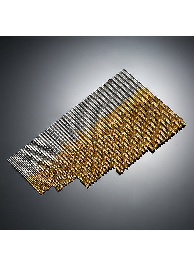Generic - 50pcs HSS Plating Titanium Twist Drill Bit Set Metric System 1.0-3.0mm High Speed Steel Titanium Coated Twist Drills Bits Woodworking Wood Drilling Tool - Image 1