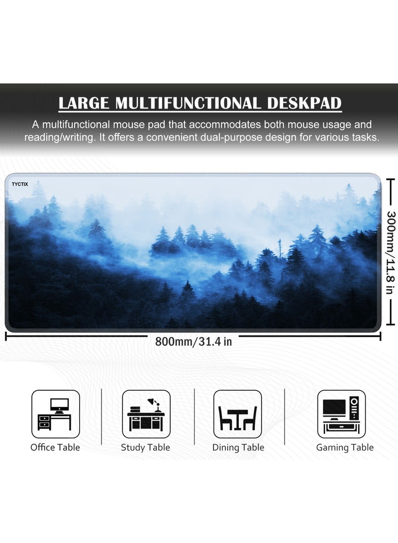 TYCTIX Large Mouse Pad 800x300mm Extended Mouse Pad Non-Slip Rubber Base Gaming Mouse pad Office Mouse Mat Smooth Cloth Surface Desk Mat Keyboard Pads for Computers, Forest - Image 3
