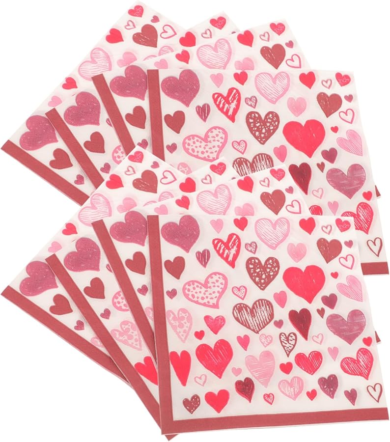مناديل ورقية على شكل قلب 40 ورقة ناعمة للحفلات حفلات الزفاف عيد الحب - Image 2