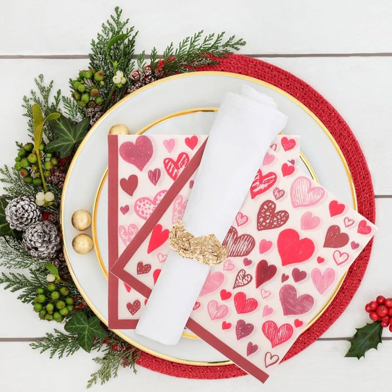 مناديل ورقية على شكل قلب 40 ورقة ناعمة للحفلات حفلات الزفاف عيد الحب - Image 5