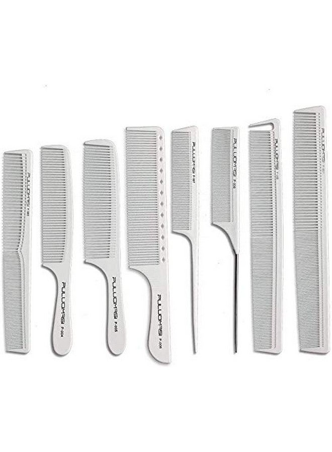 آكس مور مجموعة مشط تصفيف الشعر الاحترافية، مجموعة من 8 مشط مقاوم للحرارة ومضاد للكهرباء الساكنة للتصفيف العام، مشط حلاق ذو أسنان واسعة وذيل مشط - Image 1