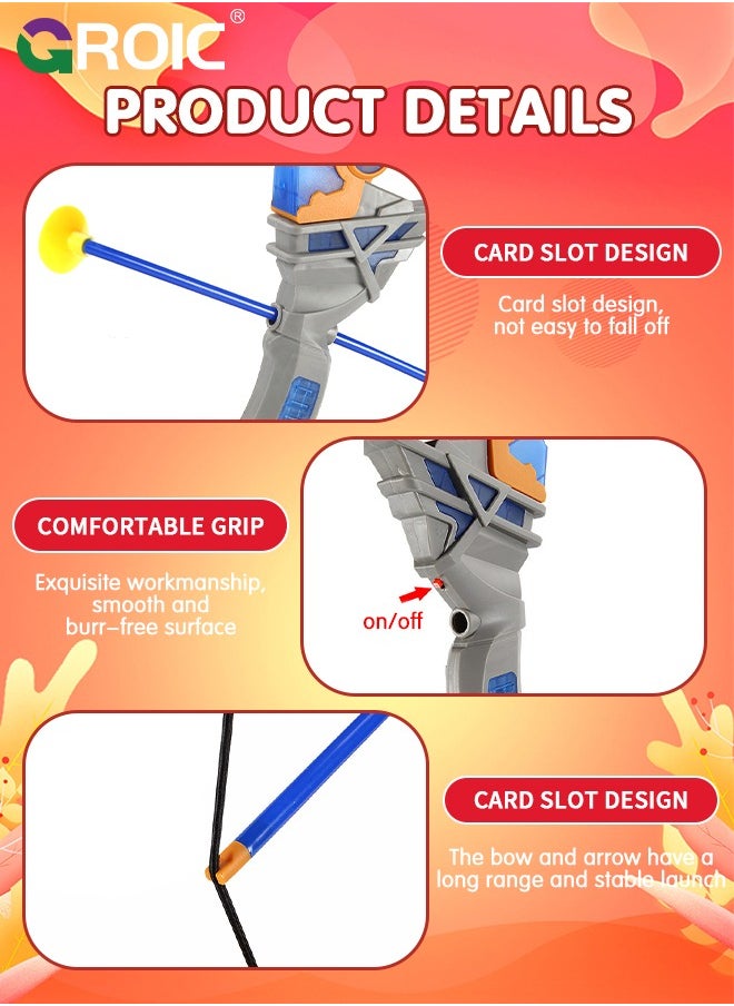 GROIC Kids Bow and Arrow Toy Set, LED Light Up Archery Toys with 3 Suction Cups Arrows and Target, Indoor Outdoor Indoor Shooting Games Toys for Children  - Image 5
