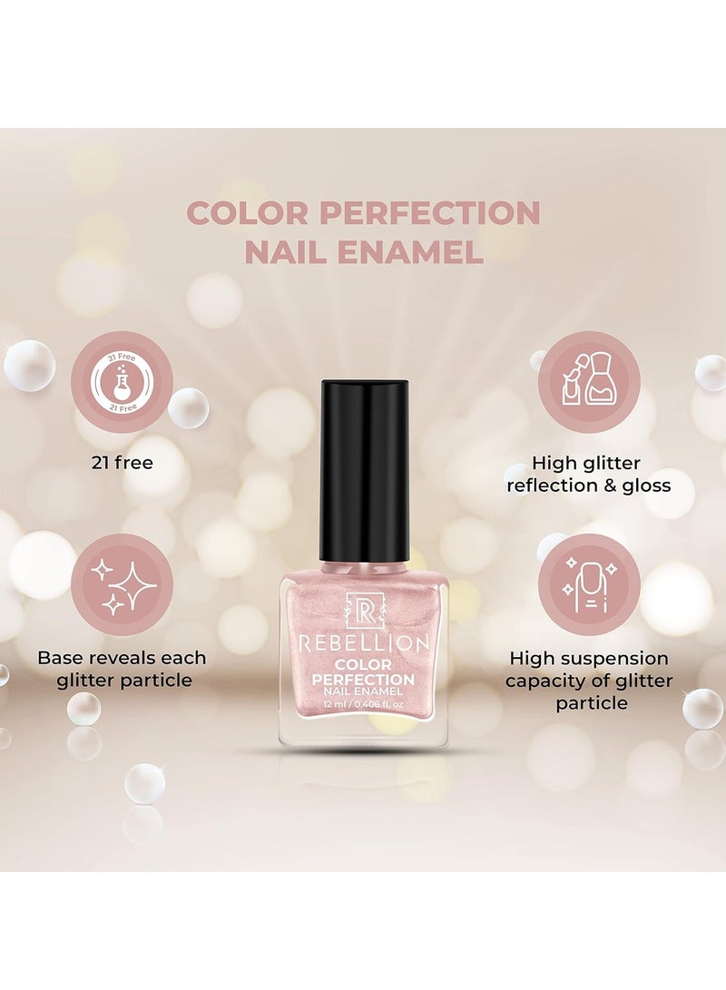 Rebellion Color Perfection Nail Enamel 12ml Light Peach Pink Obsession PR03 - Image 4
