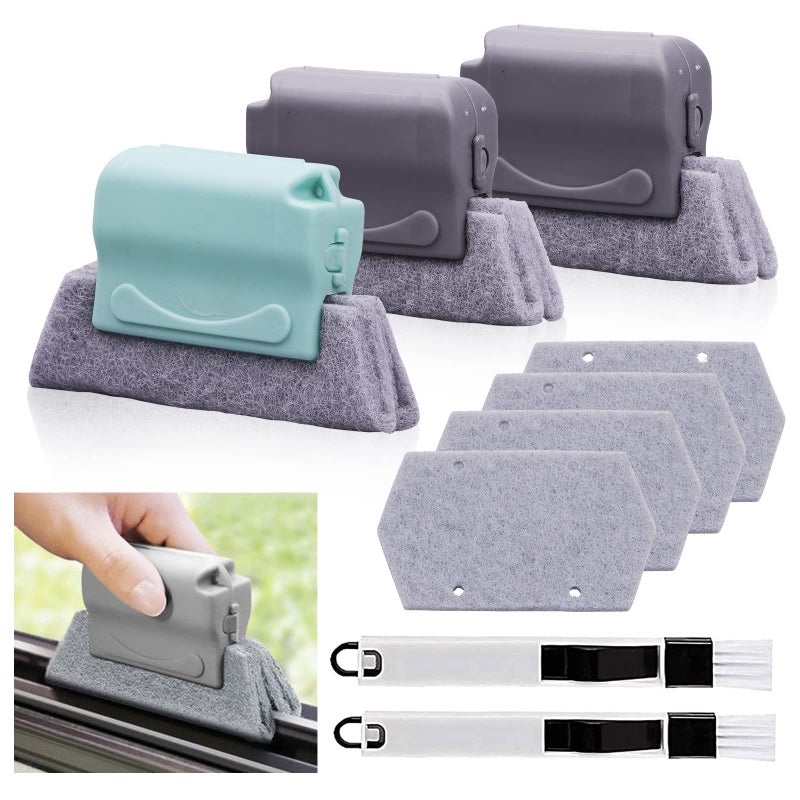Korunb Koishu Magic Window Groove Cleaning Brush Handheld Window Track Cleaner Brushes Tools Set Sliding Door Track Cleaner Sill Tile Lines Shutter Car Vents Keyboard Small Spaces Clean
