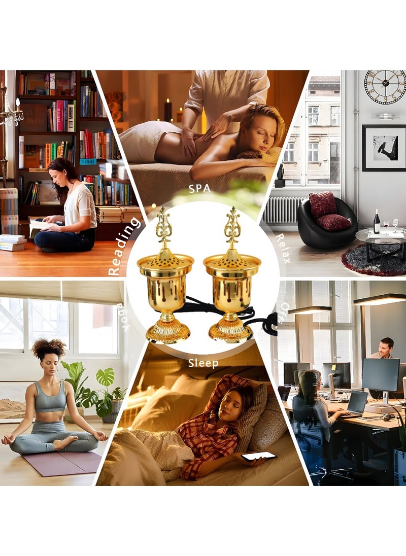 بخور بوسيدين حامل بخور عود كهربائي مميز تصميم فاخر لعطور المنزل والمكتب - قطعتين  - Image 2