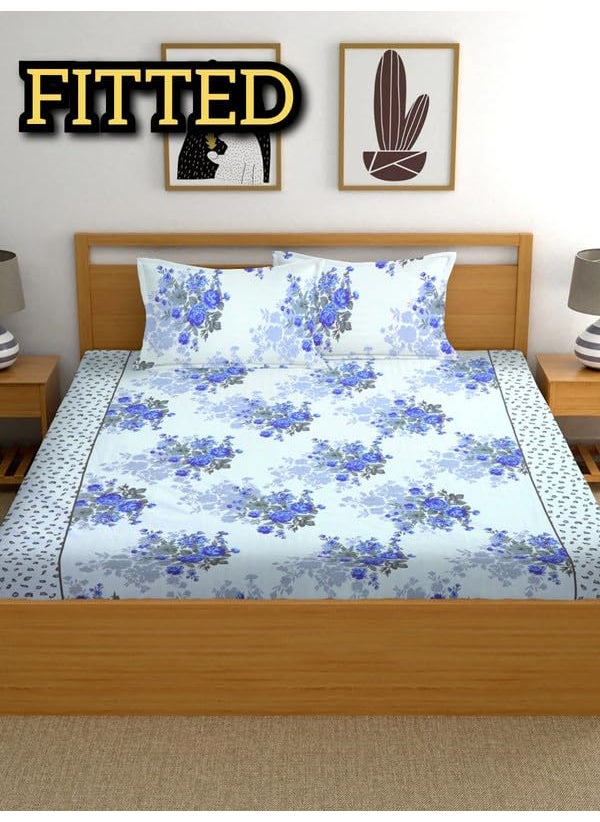 Generic Fitted Cotton Bedsheet Elastic with 2 Pillow Covers New Safari 1552  - Image 1