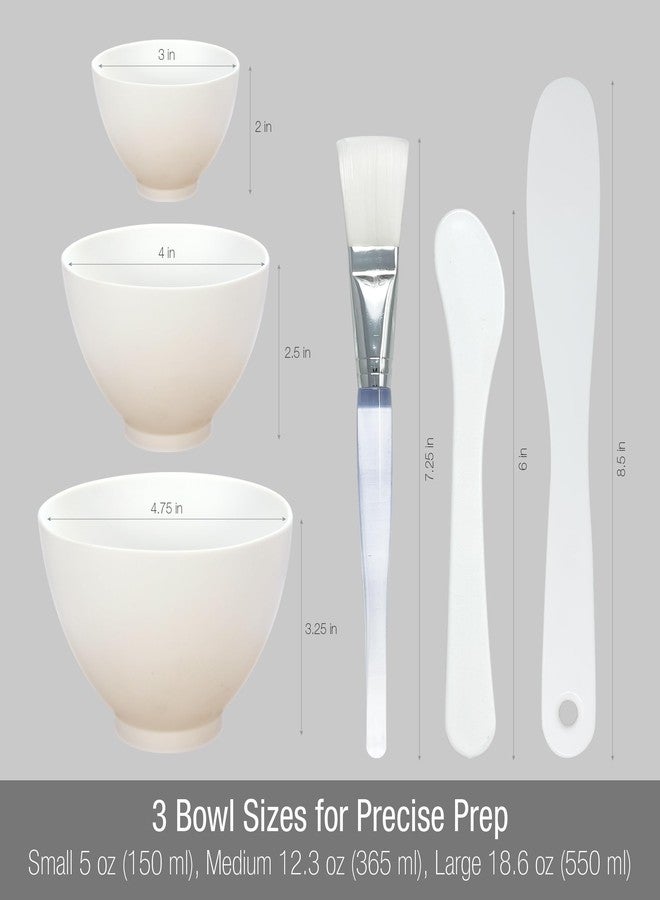 APPEARUS Facial Mask Silicone Mixing Bowl Set - 6-Piece Spa Skincare Kit with 3 Mixing Bowls, Brush & Spatulas - Reusable, Microwave & Dishwasher Safe - White - Image 3