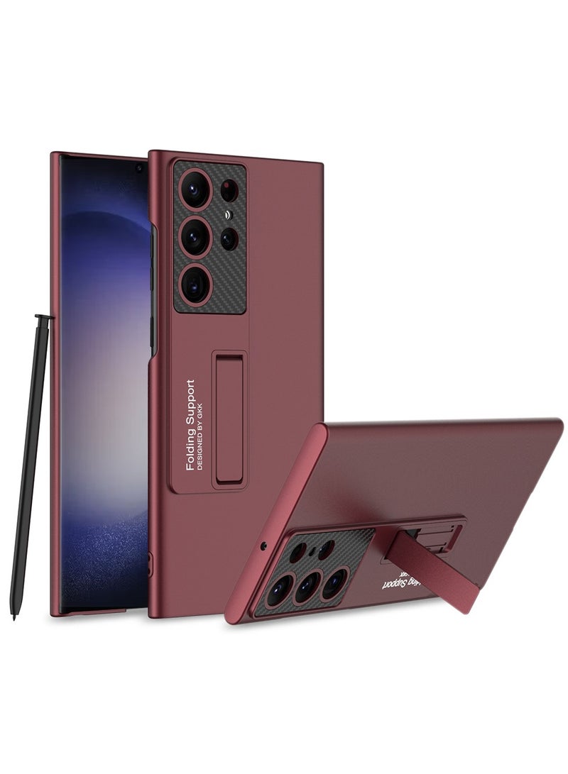 ليكا جراب سامسونج جالاكسي S24 ألترا نحيف جدًا من مادة الـ PC الصلبة مع مسند مدمج - غطاء أحمر نحيف مع حماية صلبة مقاومة للصدمات - Image 1