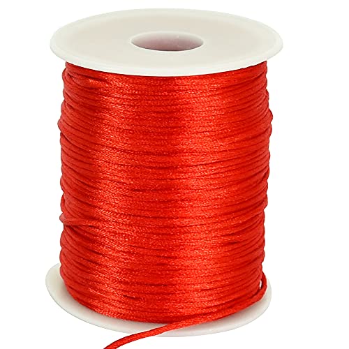 TONIFUL 2mm x 110 Yards Red Nylon Cord Satin String for Bracelet Jewelry Making Rattail Macrame Trim Cord Necklace Bulk Beading Thread Kumihimo Chinese Knot Craft - Image 1