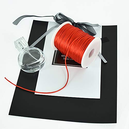 TONIFUL 2mm x 110 Yards Red Nylon Cord Satin String for Bracelet Jewelry Making Rattail Macrame Trim Cord Necklace Bulk Beading Thread Kumihimo Chinese Knot Craft - Image 4