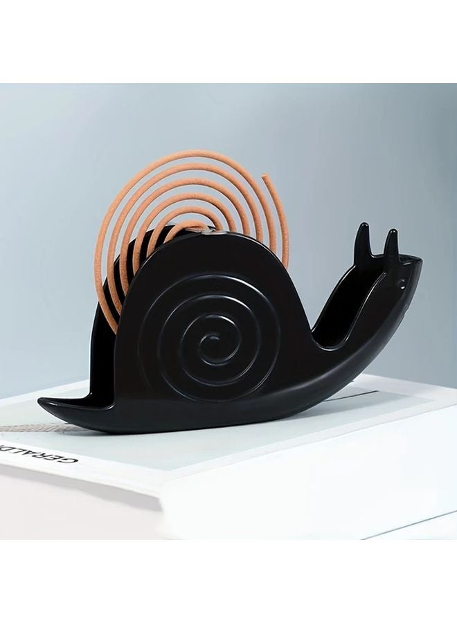 Black Snail Shaped Incense Burner Mosquito Repellent Coil Holder Fireproof Plastic - Image 1