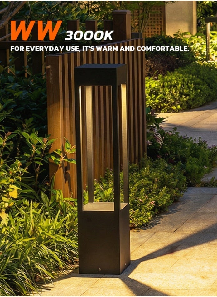 Vmax 80cm Modern Outdoor LED Bollard Light - 12W Architectural Aluminum Garden Post (IP65, AC220-240V) - Image 2