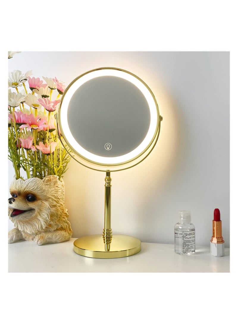 Generic 8 Inches Double Sided Round Mirror With Rechargeable LED Light 10x Magnification For Counter Top  Bathroom Bedroom  - Image 2