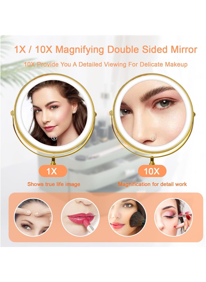 Generic 8 Inches Double Sided Round Mirror With Rechargeable LED Light 10x Magnification For Counter Top  Bathroom Bedroom  - Image 4