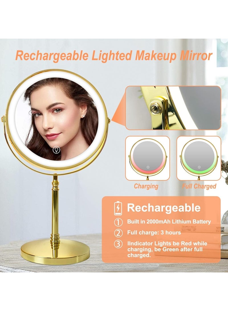 Generic 8 Inches Double Sided Round Mirror With Rechargeable LED Light 10x Magnification For Counter Top  Bathroom Bedroom  - Image 5