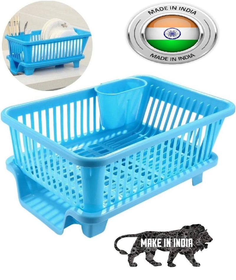 AR Mall Kitchen Sink Dish Rack Drainer Drying Rack Washing Basket with Tray for Kitchen Dish Rack Organizers Utensils Tools Cutlery 3 in 1 LargePlastic - Image 1