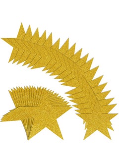 JUNEBRUSHS JUNEBRUSHS Gold Stars Cutouts, 48Pcs Double Sided Glitter Stars Cutouts Paper Star Cutouts for Classroom Bulletin Board Wall Party Decoration  - Image 1