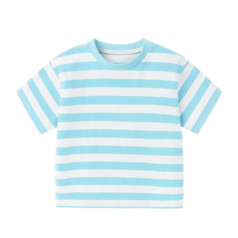 Summer Striped Short-Sleeved T-Shirt Zhongda Boys' Trendy Brand Ins Niche Half-Sleeved Casual Children'S Half-Sleeved Shirt Children'S Wear Top - Image 1