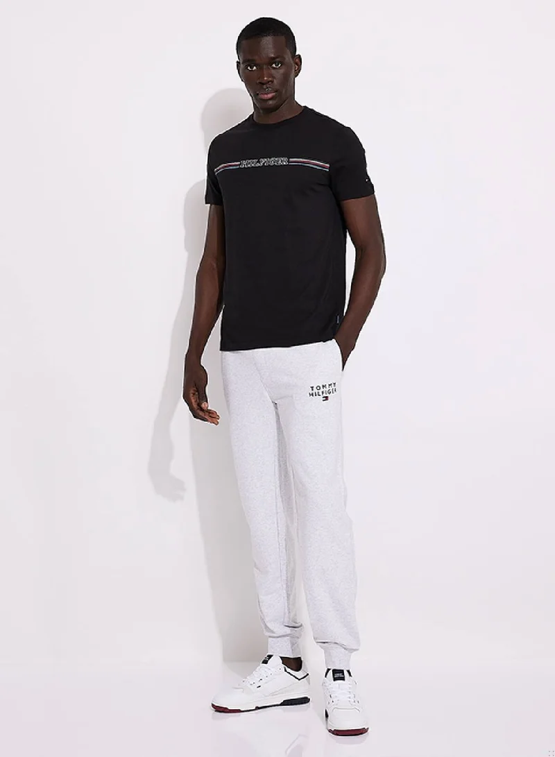 TOMMY HILFIGER Men's Logo Slim Fit Featuring a Crew Neck T-Shirt -  Pure cotton, Black