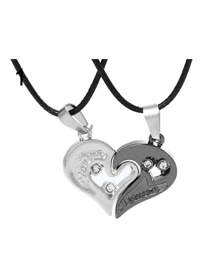 NIBEMINENT - 2-Piece I Love You Rhinestone Inlaid Matching Heart Pendant Couple Necklace Set - Image 1