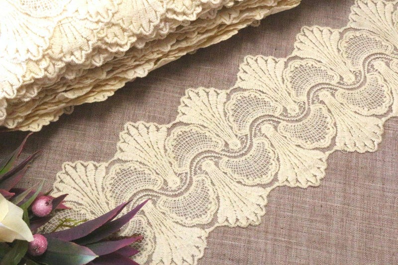 Bapna 5 Yard Beige Color Embroidery Lace Ribbon for Sewing and Decor - Image 1