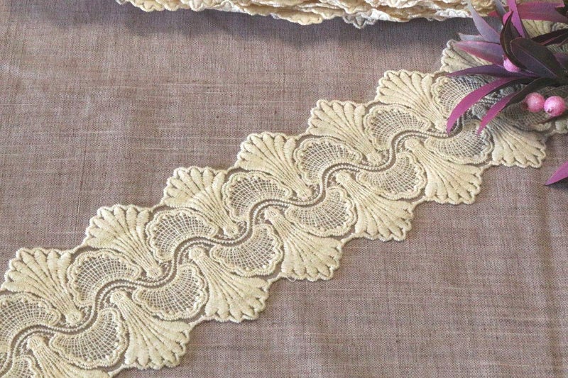 Bapna 5 Yard Beige Color Embroidery Lace Ribbon for Sewing and Decor - Image 2