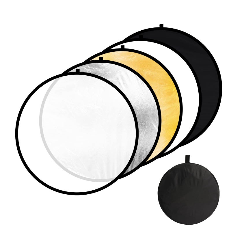 FGen 5-in-1 Reflector Photography Set (80 cm Diameter), Folding Reflector Translucent, Silver, Gold, White, and Black for Camera, Studio, Light Diffuser - Image 1