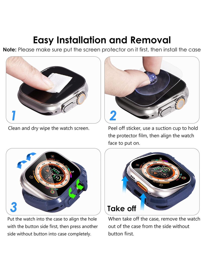 KASTWAVE - [3+3Pack for Apple Watch Ultra Case 49mm Cover, Rugged Bumper Case with Screen Protector Tempered Glass Face Cover, Waterproof Full Protective Shockproof Soft Armor Guard for iWatch Ultra Men - Image 1