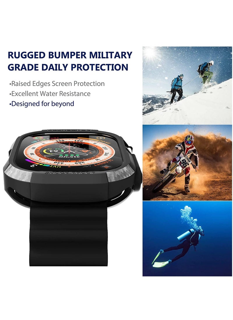 KASTWAVE [3+3Pack for Apple Watch Ultra Case 49mm Cover, Rugged Bumper Case with Screen Protector Tempered Glass Face Cover, Waterproof Full Protective Shockproof Soft Armor Guard for iWatch Ultra Men  - Image 2
