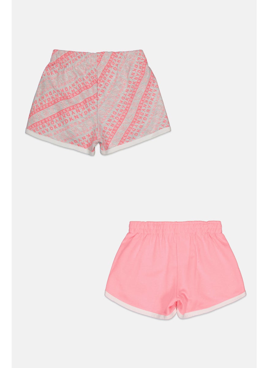 DKNY Sport Kids Girl 2 Pieces Brand Logo Shorts, Grey 