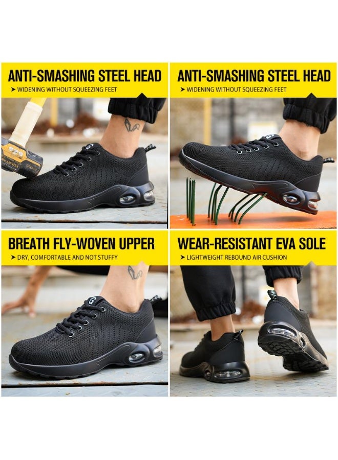 Men’s Steel Toe Safety Shoes, Lightweight Non-Slip Work Sneakers with Kevlar Midsole, Breathable Industrial Safety Shoes for Construction & Warehouse (43 EUR/270mm) - Image 4