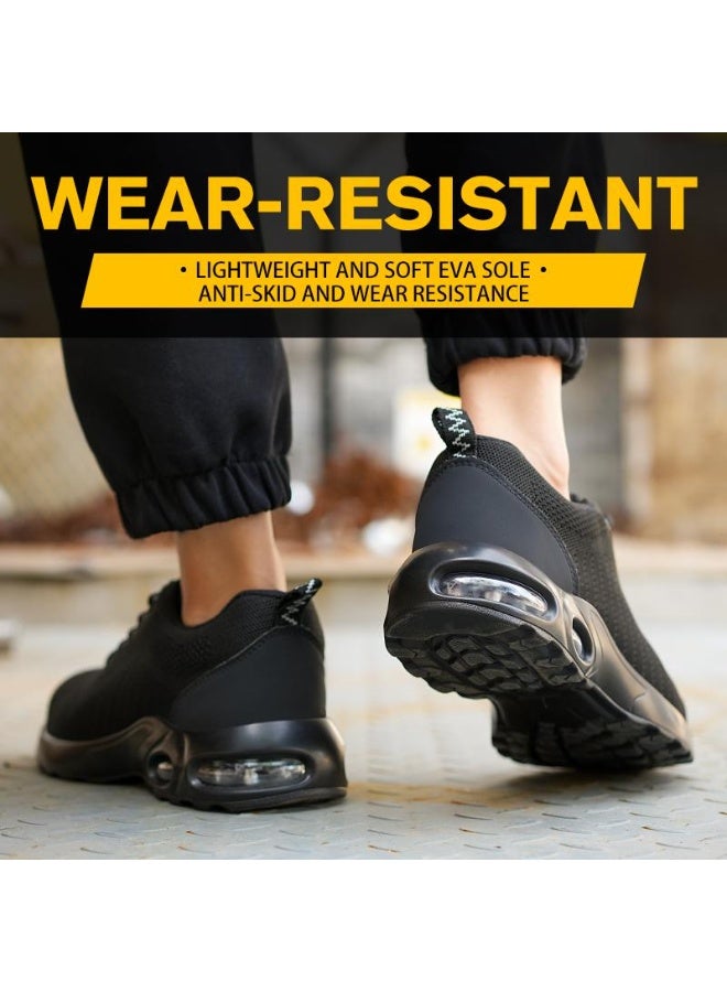 Men’s Steel Toe Safety Shoes, Lightweight Non-Slip Work Sneakers with Kevlar Midsole, Breathable Industrial Safety Shoes for Construction & Warehouse (43 EUR/270mm) - Image 2