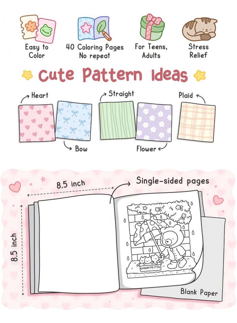 GMORO Cute & Comfy Coloring Book Gift Set (4 Books, 48 Pages Each) - COZY FRIENDS, GIRL MOMENTS, COZY CORNER, COZY CUTIES - Thick Paper, Single-Page Design, Stress Relief for Adults & Kids - Perfect Creative Gift for Artists & Families - Image 3