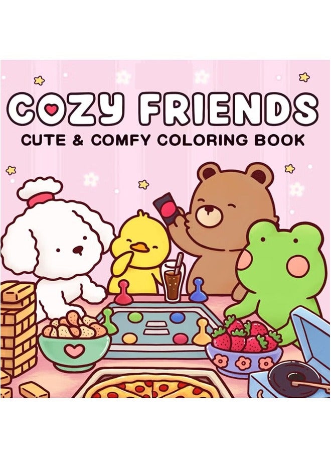 GMORO Cute & Comfy Coloring Book Gift Set (4 Books, 48 Pages Each) - COZY FRIENDS, GIRL MOMENTS, COZY CORNER, COZY CUTIES - Thick Paper, Single-Page Design, Stress Relief for Adults & Kids - Perfect Creative Gift for Artists & Families - Image 2