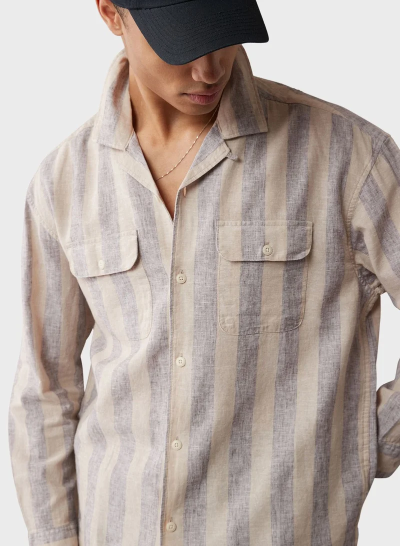 امريكان ايجل Regular Fit Long Sleeve Striped Shirt