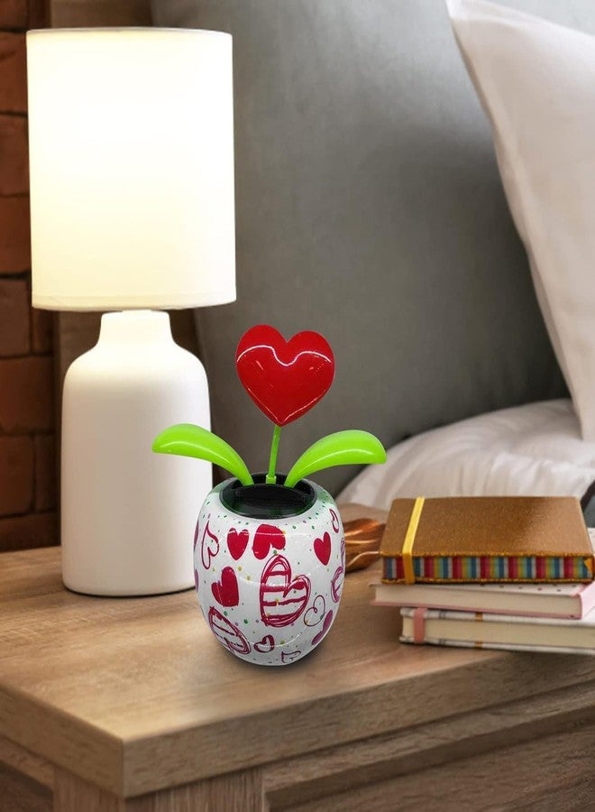 Bwexxt Red Solar Powered Dancing Figurines Toy - Solar Dance Flower, Heart Swing Dancing Flower in Pots, Shaking Head Ornament Car Dashboard Decoration Gift for Solar Power Kits,Funny Ornaments - Image 3