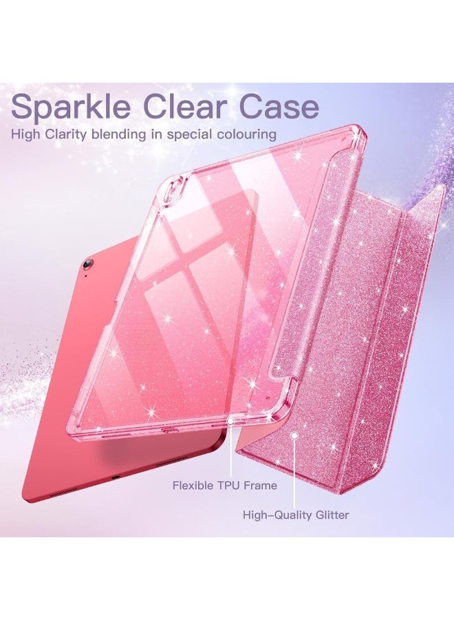 Glitter Case For IPad (A16) 11th/10th Generation (2025/2022) With Pencil Holder Cute Sparkly Slim Cover For Kids And Girls Shiny Clear Back Shell (Pink) - Image 3