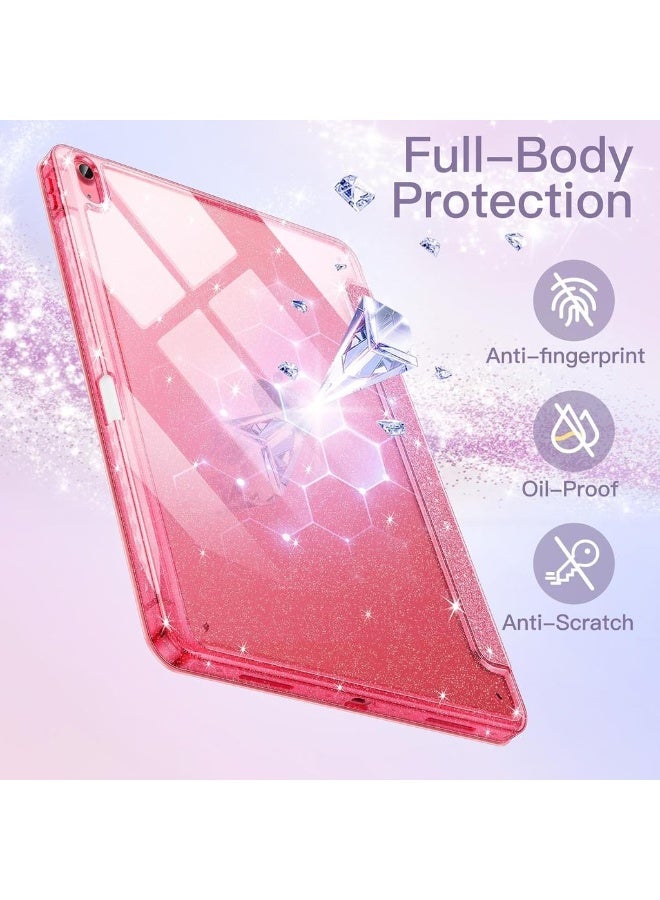 Glitter Case For IPad (A16) 11th/10th Generation (2025/2022) With Pencil Holder Cute Sparkly Slim Cover For Kids And Girls Shiny Clear Back Shell (Pink) - Image 4