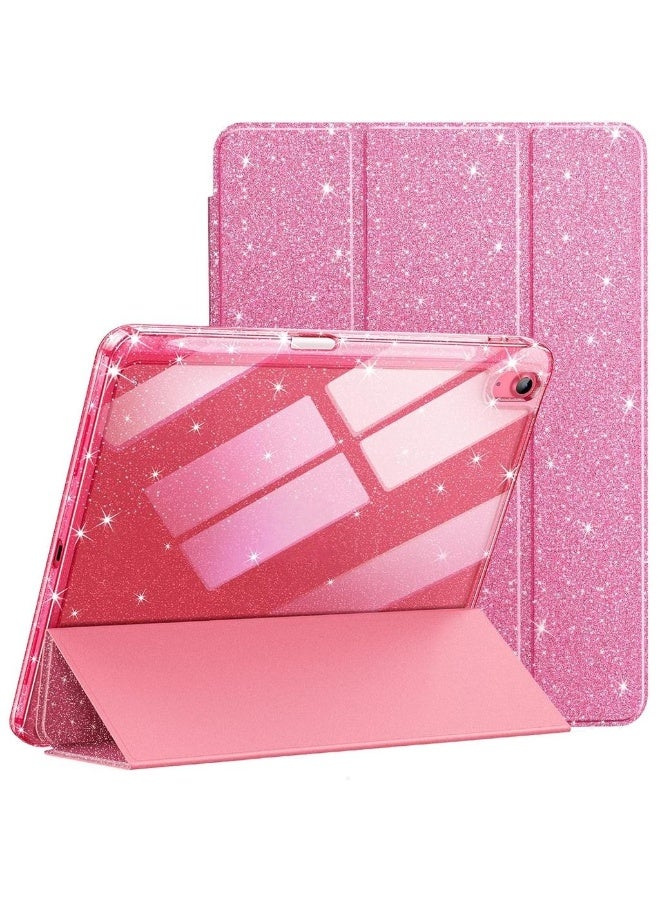 Glitter Case For IPad (A16) 11th/10th Generation (2025/2022) With Pencil Holder Cute Sparkly Slim Cover For Kids And Girls Shiny Clear Back Shell (Pink) - Image 1