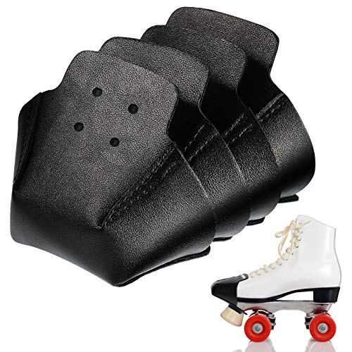 Geyoga 4 Pieces Toe Cap Guards Protectors Toe Caps Artificial Leather Roller Skate Protectors for Quad Roller Skate(Black) - Image 1