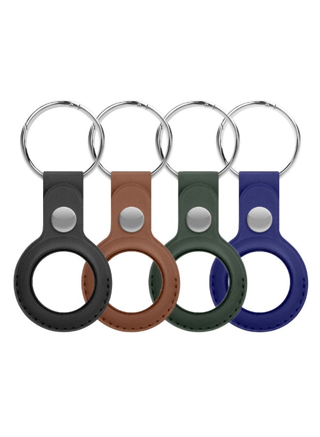 4 Pack Airtag Holder for Apple Air Tag Keychain, PU Leather Airtag Case - Image 1
