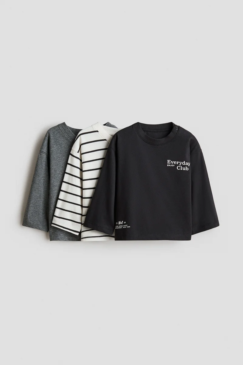 H&M 3-pack long-sleeved cotton T-shirts