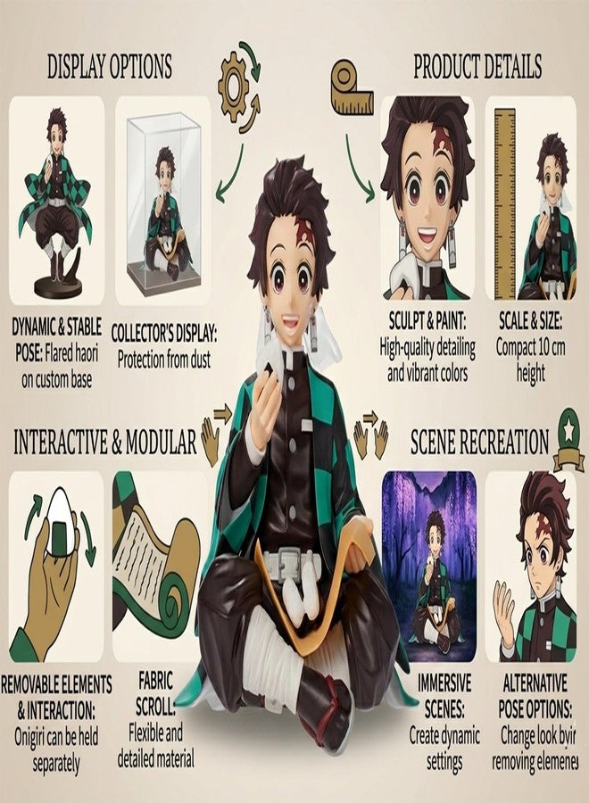 FowWelt Tanjiro Action Figure Sitting Pose Anime Figurine Collectibles for Car Dashboard Home Decoration 12 cm Collectible Demon Slayer Character Statue Gift for Fans Anime Lovers (Sitting Tanjiro) - Image 2