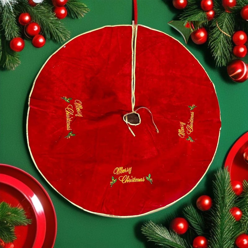 The Decor Wick The Decor Wick 40 inch The Real Christmas Style Tree Skirt Tree mat 100CM40 inch Dia for Home and Office Decoration Style1 Red Red