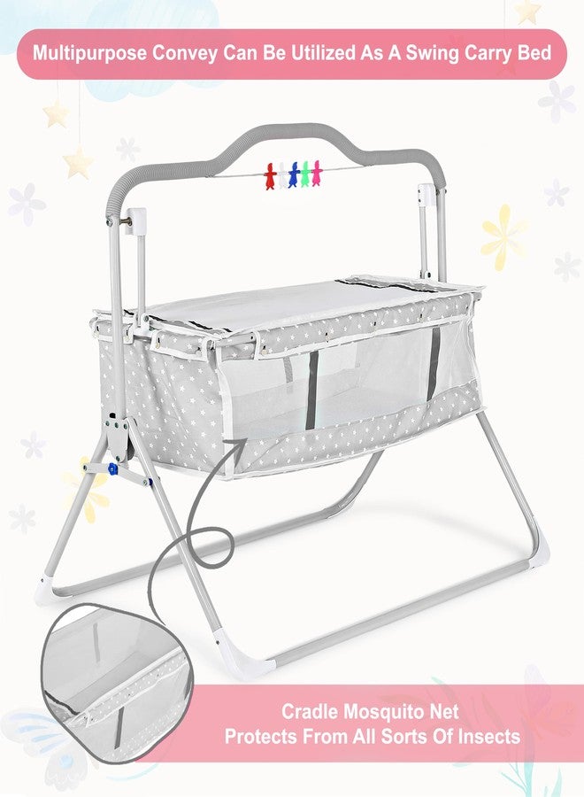 SafeChamp Sweetie Pie Baby Crib Bassinet Cot Swing Cradle Pink Bassinet and Toy (Grey) - Image 4
